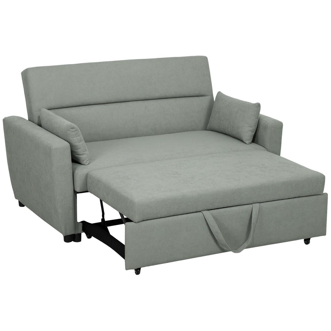 Slaapbank 2-Zits – Uitklapbaar – Houtframe – Donkergrijs – 155 × 90 × 88,5 cm – Max. 200 kg