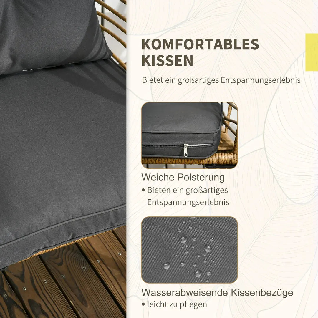 Outsunny 3-delige bistroset van PE rattan – 2 stoelen en tafel Ø46 cm – 62 x 65 x 78 cm – draagkracht 120 kg