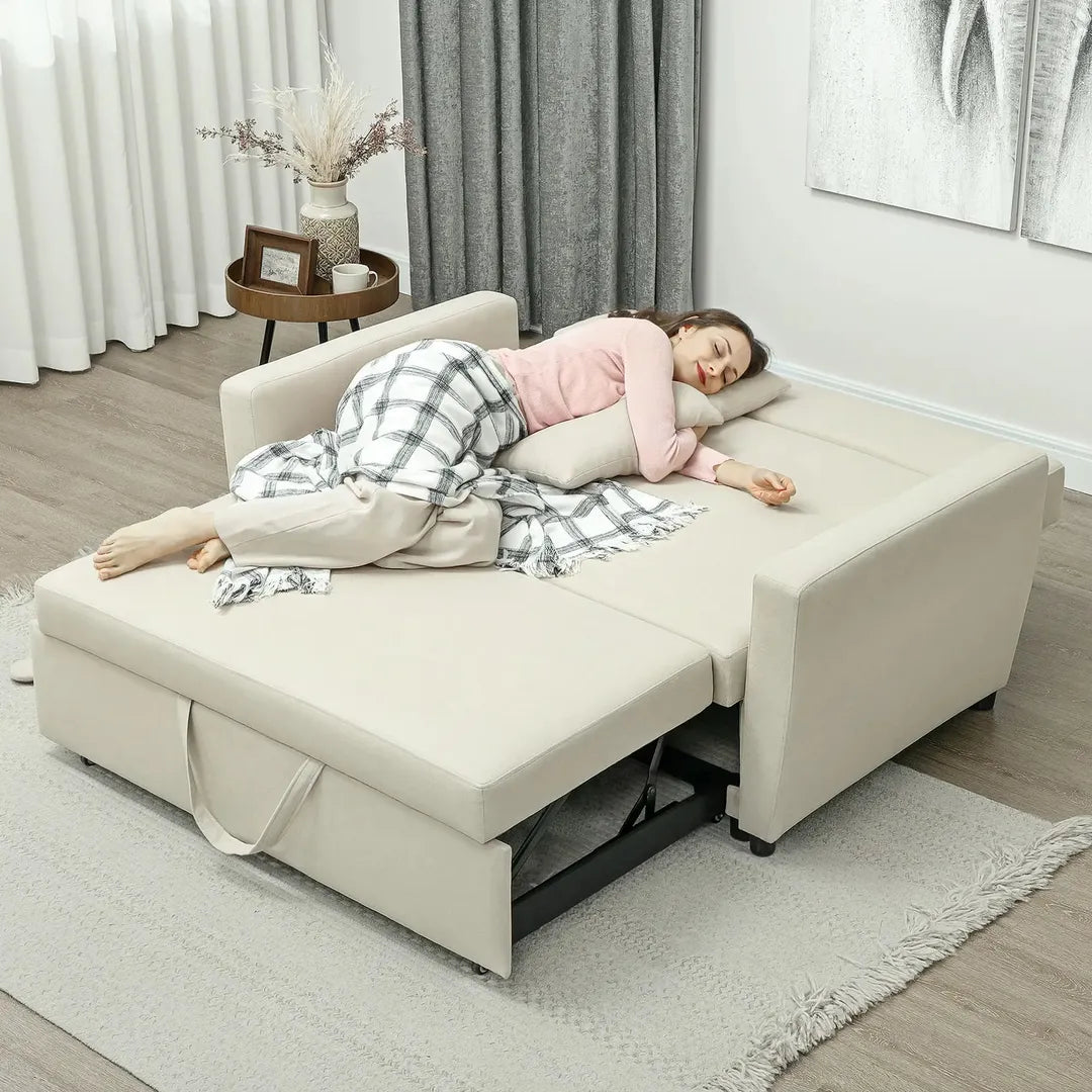 Slaapbank 2-Zits – Uitklapbaar – Houtframe – Donkergrijs – 155 × 90 × 88,5 cm – Max. 200 kg