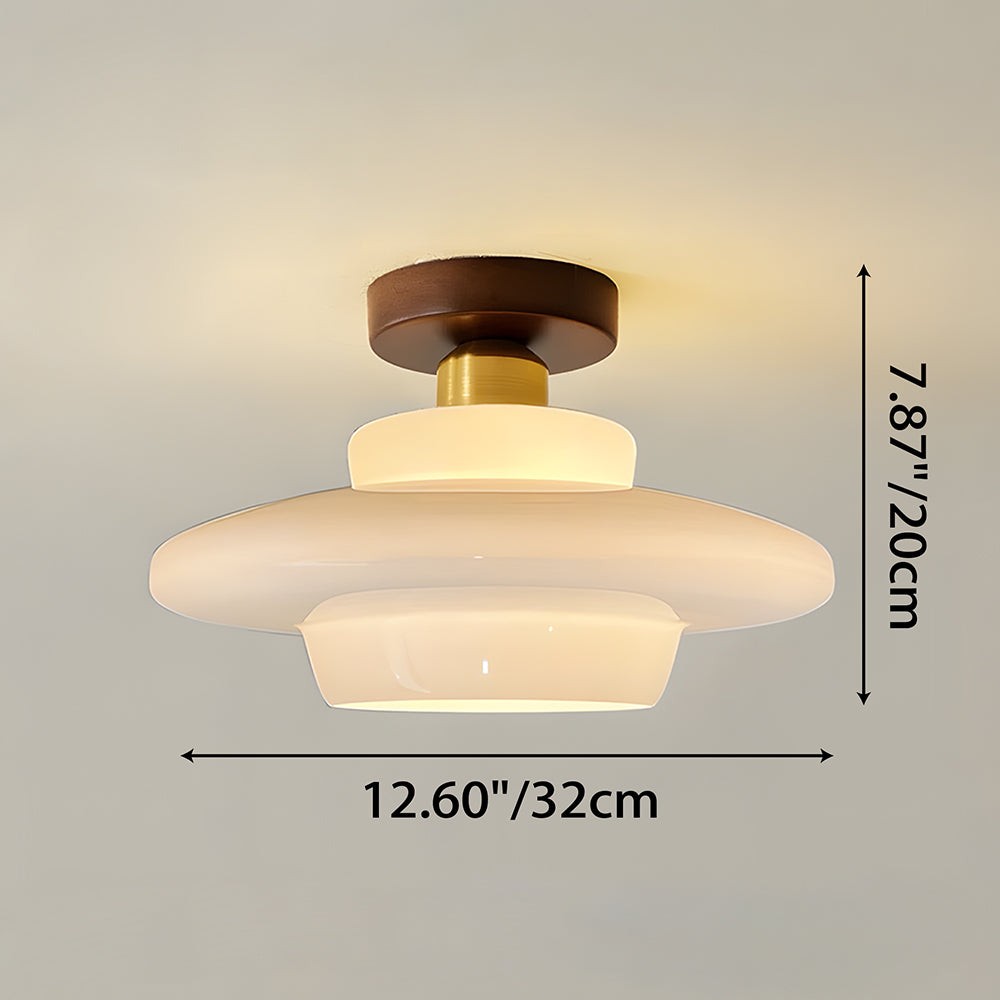 Ustad plafondlamp van glas – vooraanzicht