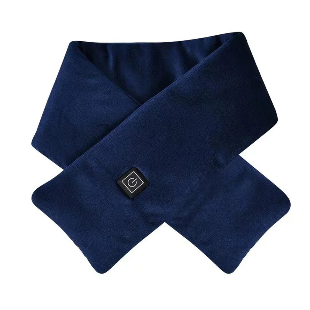 nekwarmer in navy – detailfoto van de afwerking