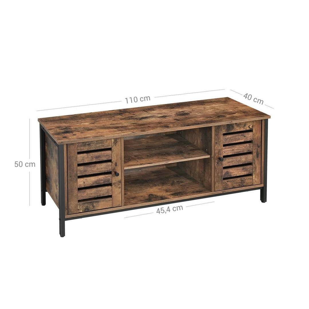 Vintage TV-Meubel met Louvredeuren – Televisiekast met Opbergruimte en Verstelbare Legplank