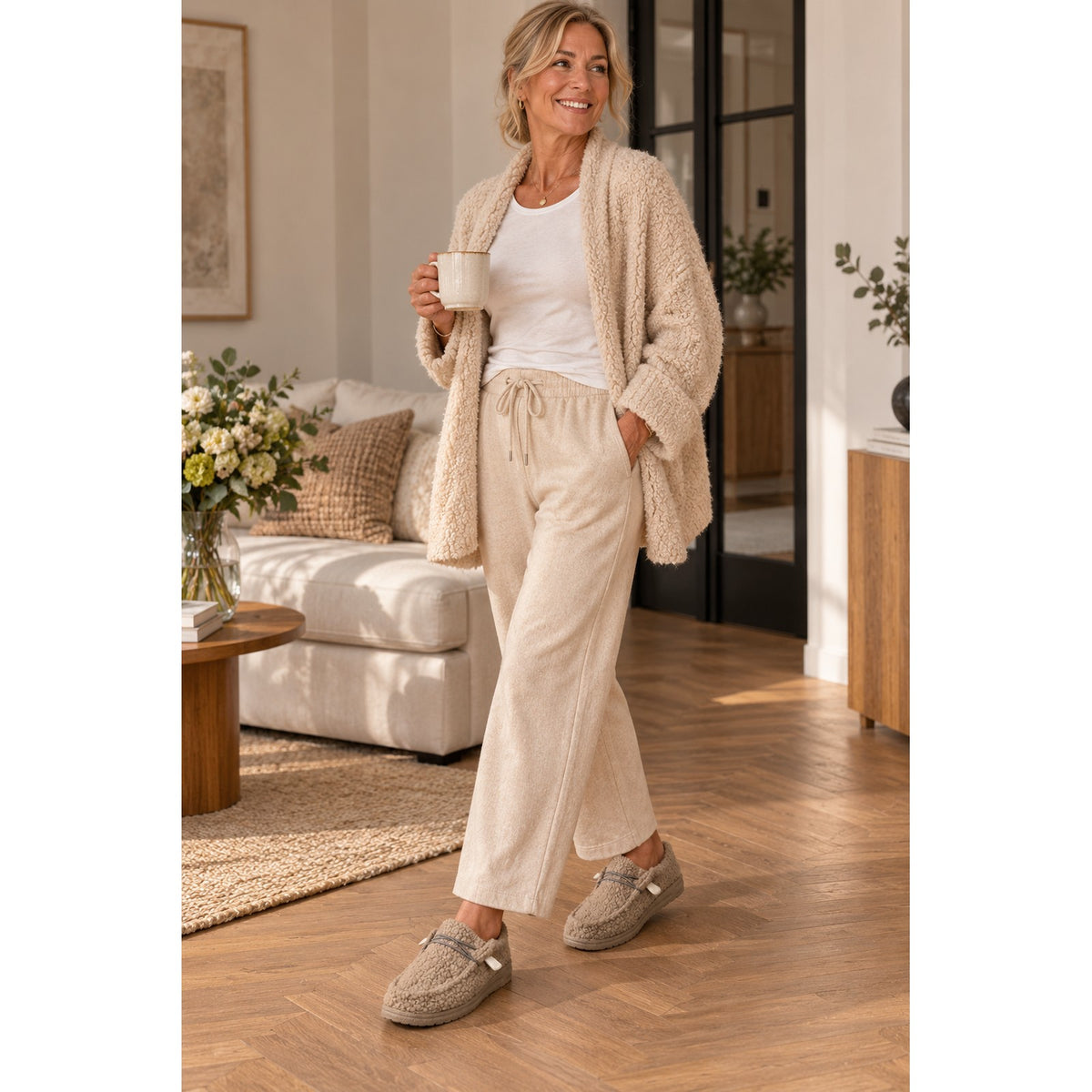 slippers in kaki – vooraanzicht