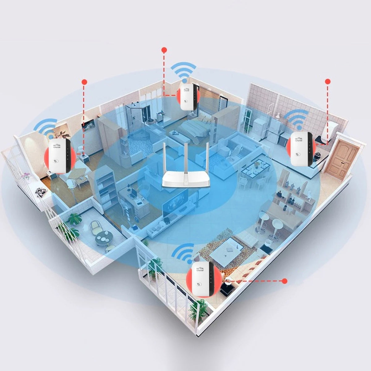 wifi-versterker – met de meegeleverde onderdelen