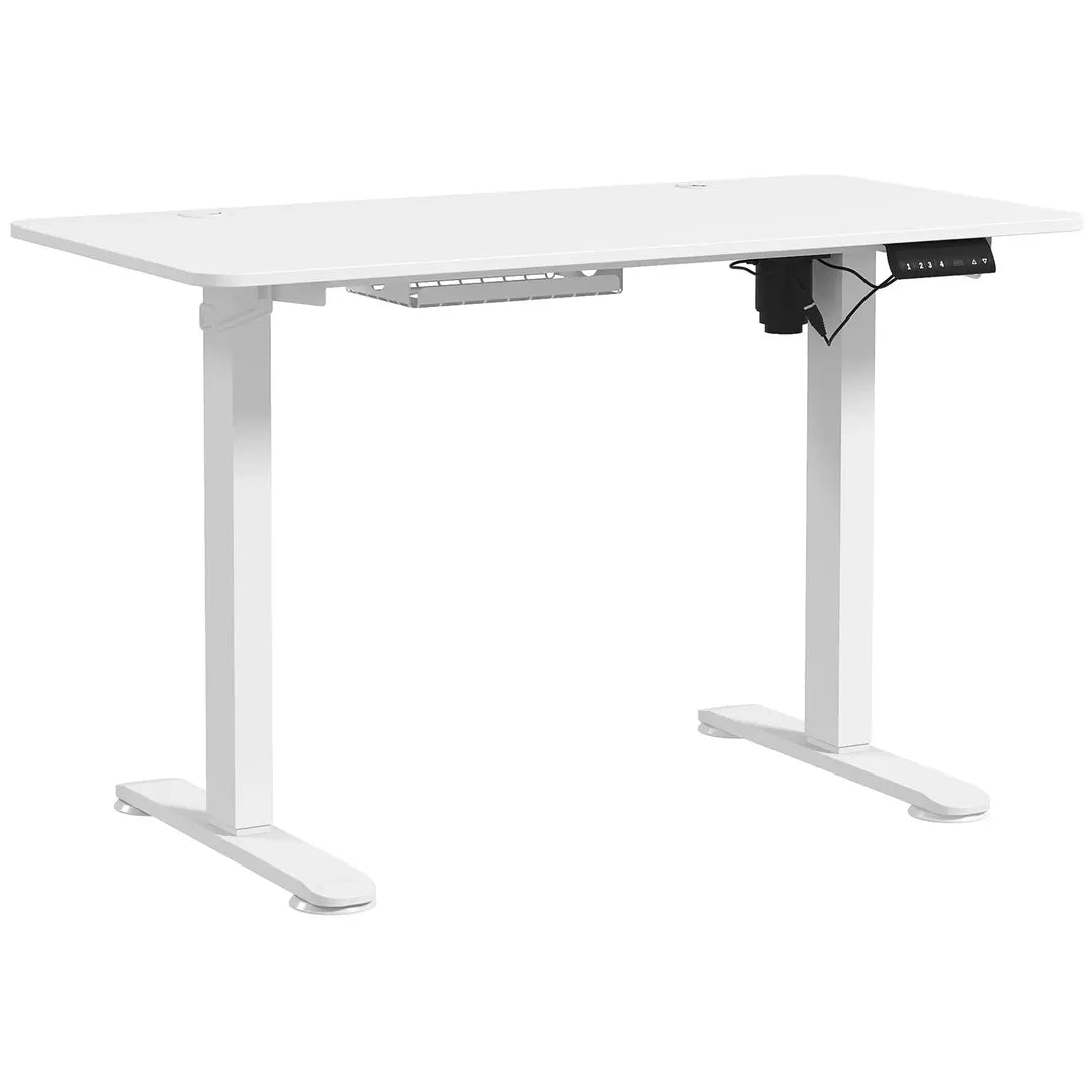 In hoogte verstelbaar sta-bureau – elektrisch zit-sta bureau met geheugenfunctie, 120 × 60 × 72–116 cm, wit
