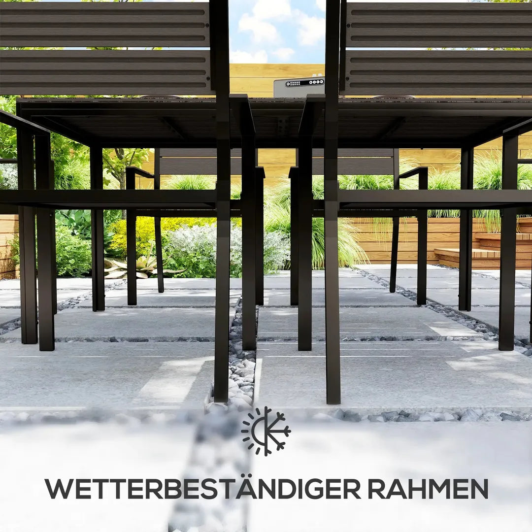 Outsunny 7-delige tuinset met 6 stapelbare stoelen en tafel 160 x 80 x 74 cm – stalen frame en HDPE blad