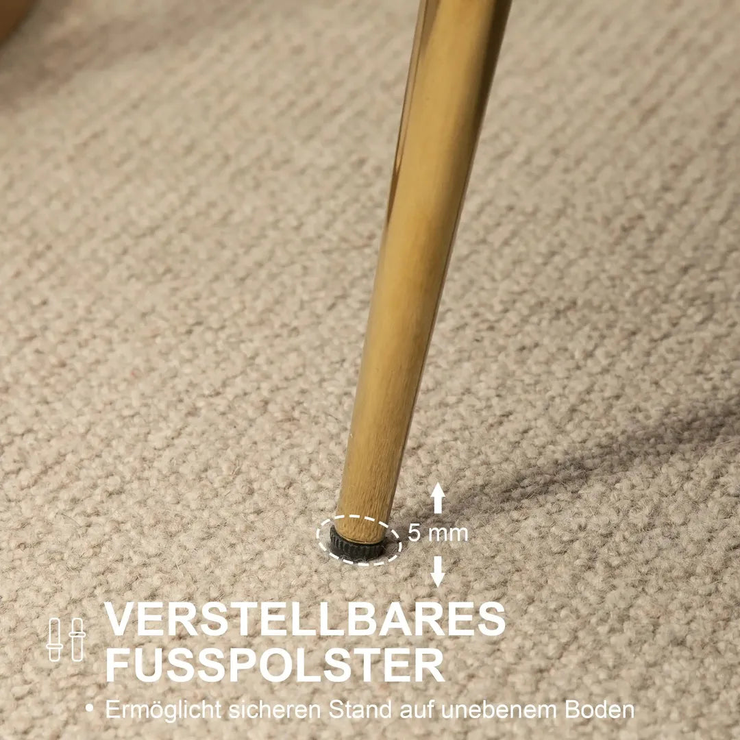 Bank 2-Zits – Stoffen Bekleding in Fluweeloptiek – Crème/Goud – Belastbaar tot 150 kg