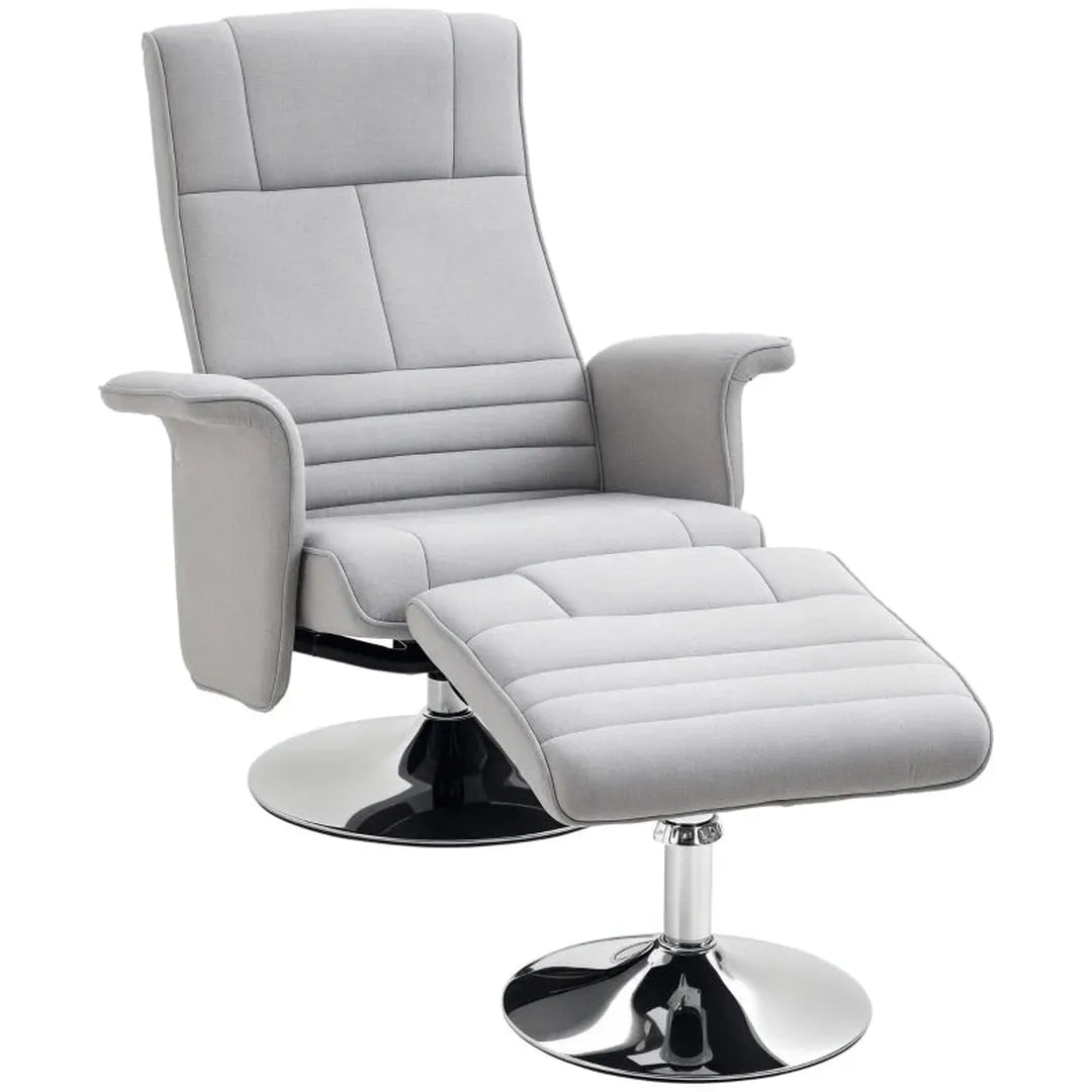 Fauteuil met Hocker – Verstelbare Rugleuning – Donkergrijs – 78 x 95 x 88 cm