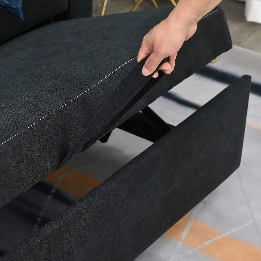 Slaapbank 2-Zits – Uitklapbaar – Houtframe – Donkergrijs – 155 × 90 × 88,5 cm – Max. 200 kg