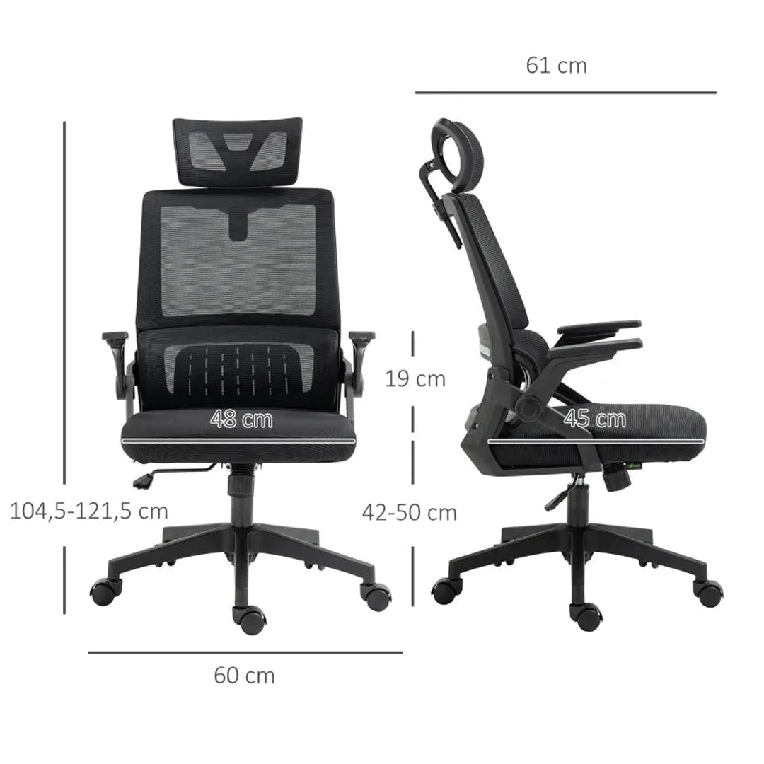 Bureaustoel verstelbaar in hoogte – met hoofdsteun – 60 x 61 x 121,5 cm – zwart
