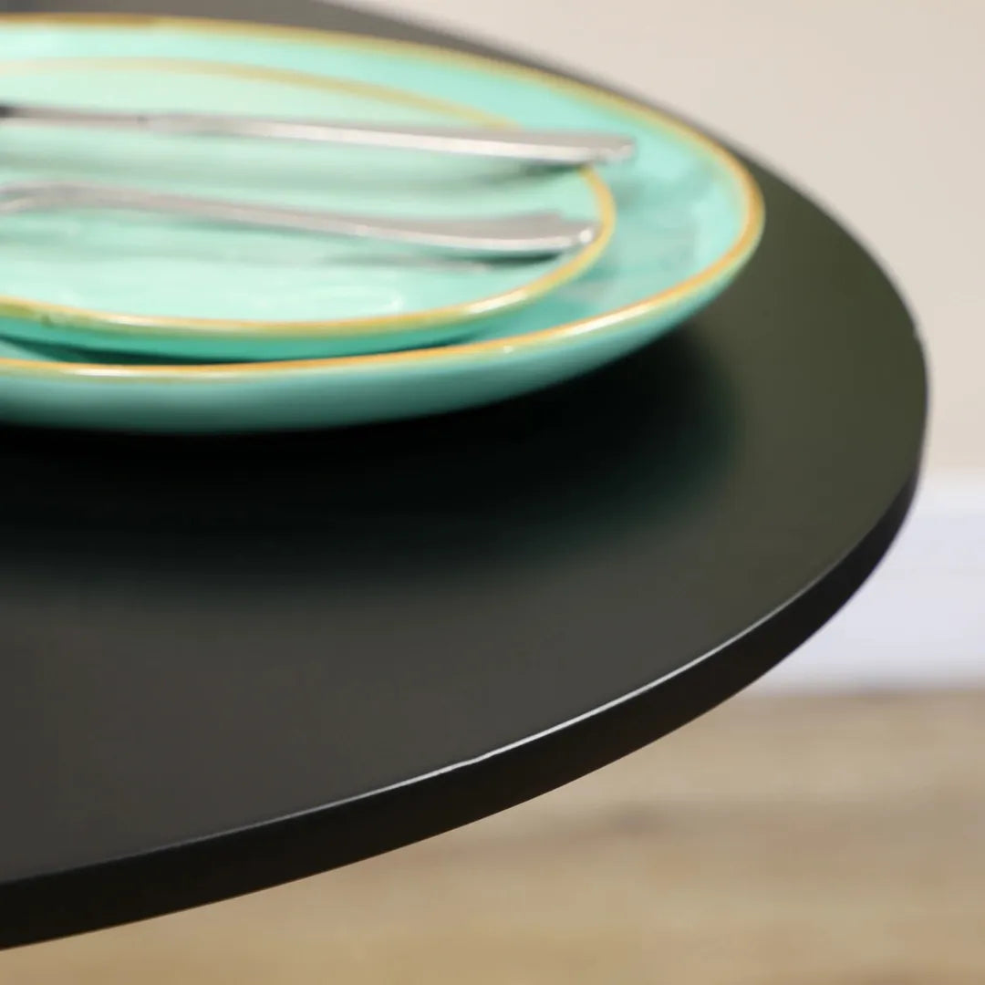 Eettafel voor 2 Personen – Rond Tafelblad Ø80 cm van MDF en Staal, Antislip, Wit, 75 cm Hoog