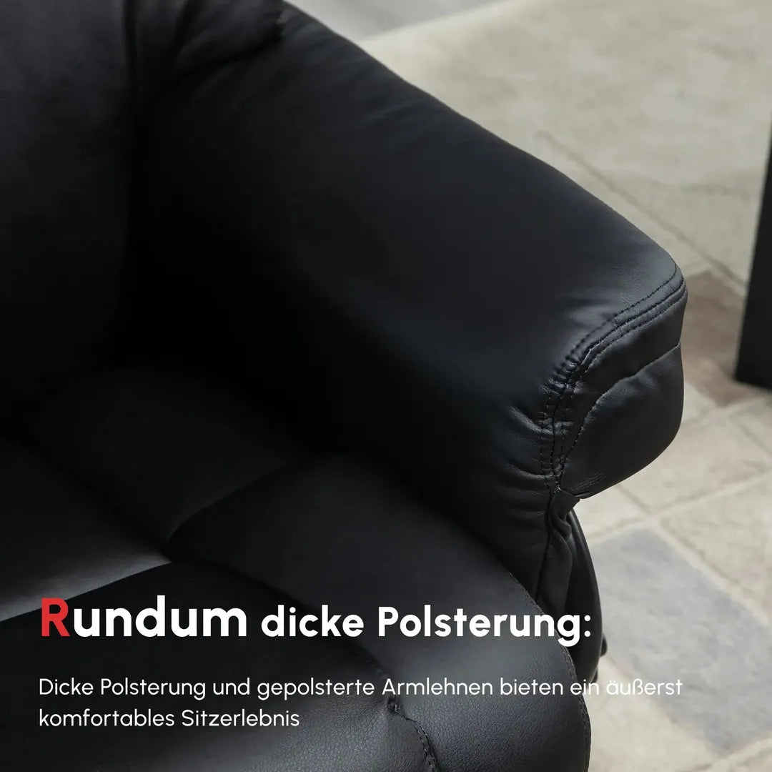 Fauteuil met Hocker – Draaibare Relaxstoel met Ligfunctie van Kunstleer en Metalen Frame, Crème, 80 x 79 x 100 cm