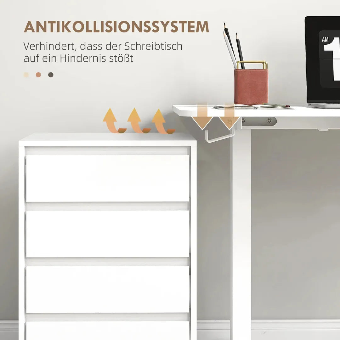 In hoogte verstelbaar sta-bureau – elektrisch zit-sta bureau met geheugenfunctie, 120 × 60 × 72–116 cm, wit