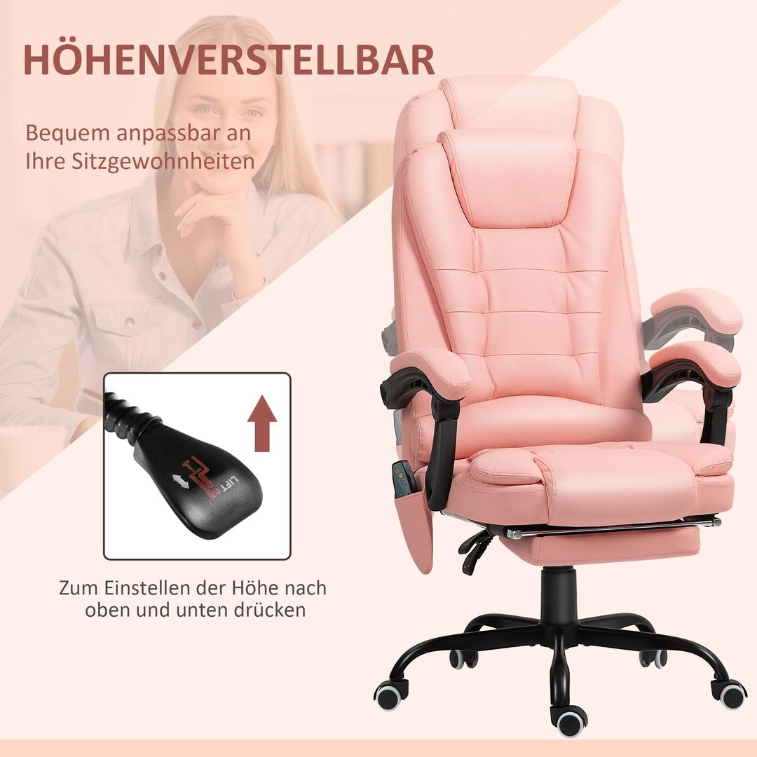 Bureaustoel met massagefunctie – 7 massagepunten, in hoogte verstelbaar, draaibaar, met geïntegreerde voetensteun