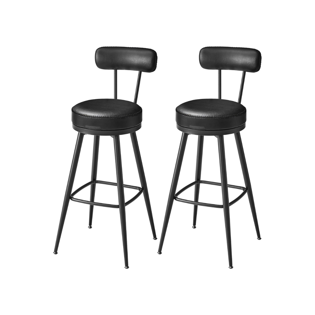 2-delige Set Barkrukken – Draaibaar 360° – Kunstlederen Zitting – Industrieel Ontwerp