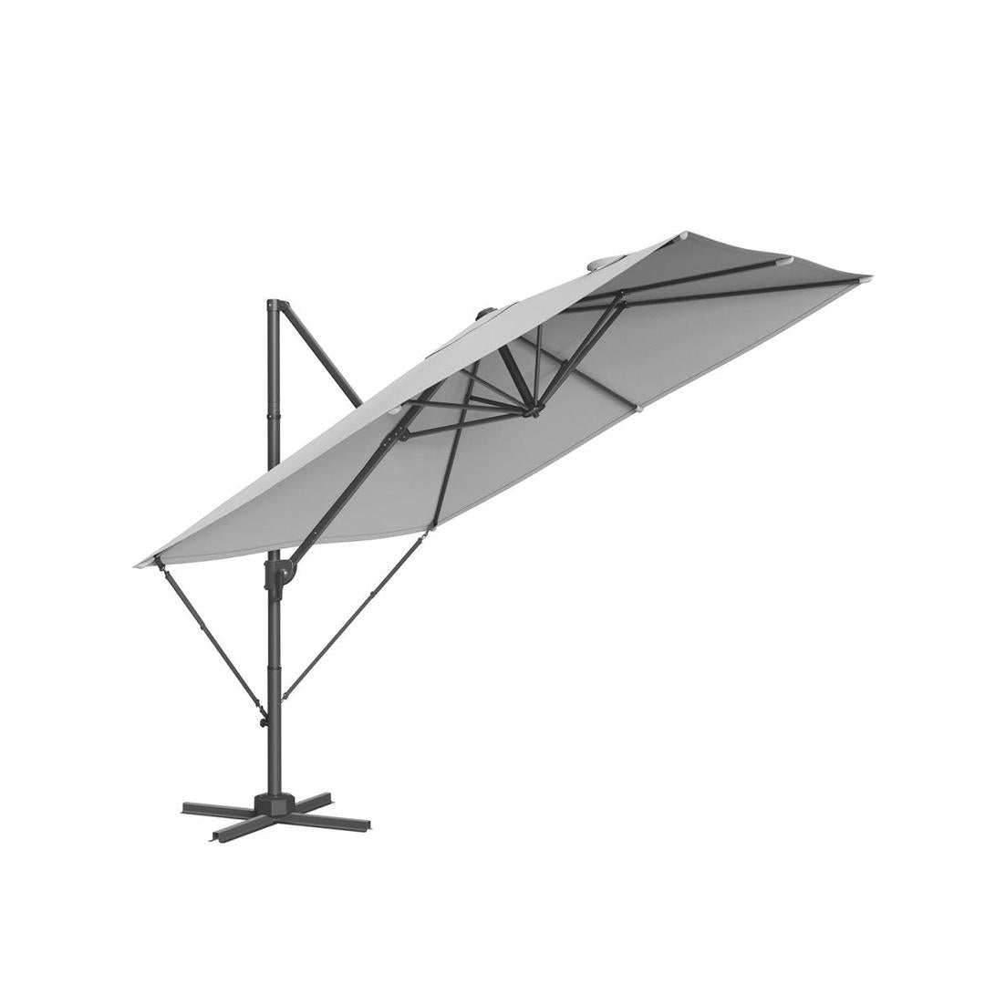 Zweefparasol 270 x 270 cm – 360° draaibaar en kantelbaar 0-60° – UPF 50+ – stalen frame met kruisvoet