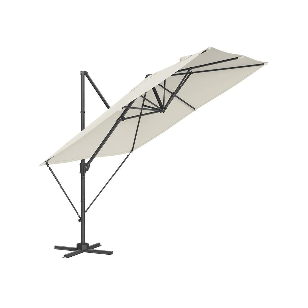 Zweefparasol 270 x 270 cm – 360° draaibaar en kantelbaar 0-60° – UPF 50+ – stalen frame met kruisvoet